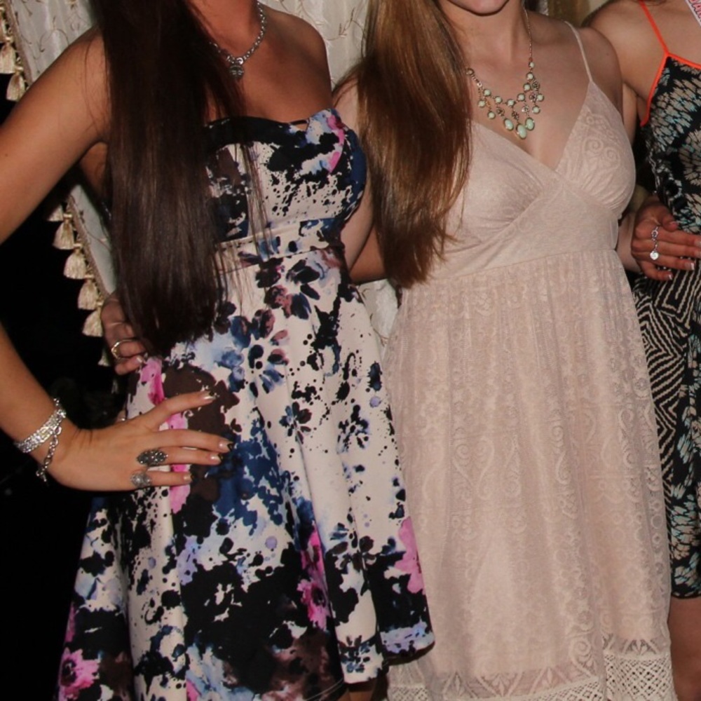 Spring Watercolor Strapless Dress Small